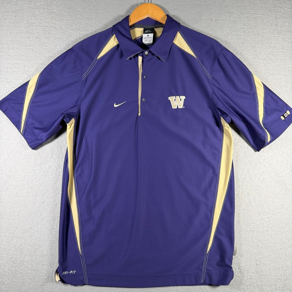 Nike Washington Huskies Dri-FIT Polo Shirt Mens Small Purple‎ Gold 22700X-WH1